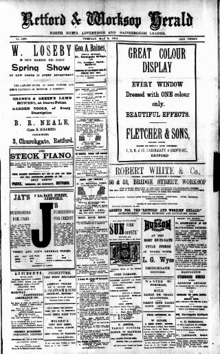 cover page of Retford and Worksop Herald and North Notts Advertiser published on May 2, 1911