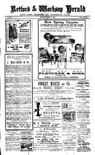 cover page of Retford and Worksop Herald and North Notts Advertiser published on June 18, 1912