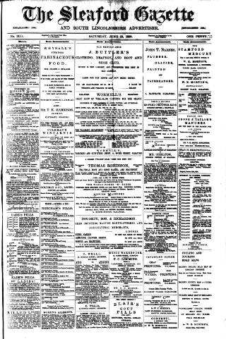 cover page of Sleaford Gazette published on June 18, 1898