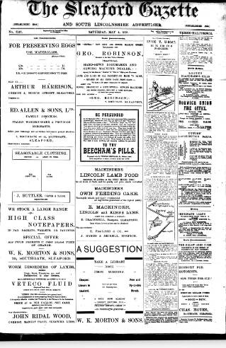 cover page of Sleaford Gazette published on May 4, 1918