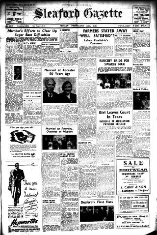 cover page of Sleaford Gazette published on February 2, 1951