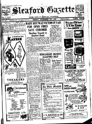 cover page of Sleaford Gazette published on December 14, 1956