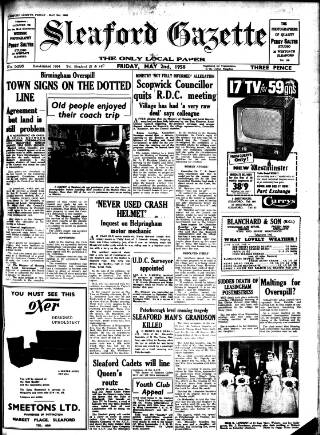 cover page of Sleaford Gazette published on May 2, 1958