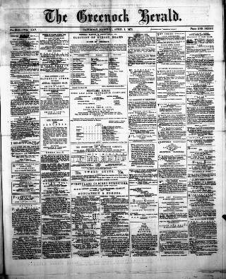 cover page of Greenock Herald published on April 1, 1876