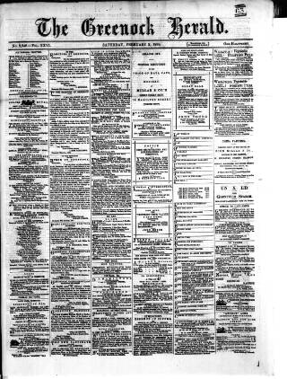 cover page of Greenock Herald published on February 2, 1878