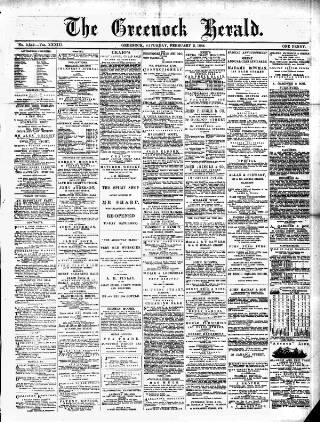 cover page of Greenock Herald published on February 2, 1884