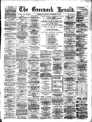 cover page of Greenock Herald published on November 2, 1889