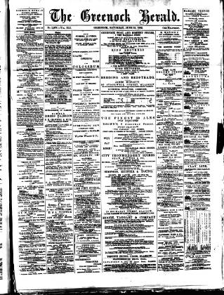cover page of Greenock Herald published on June 18, 1892