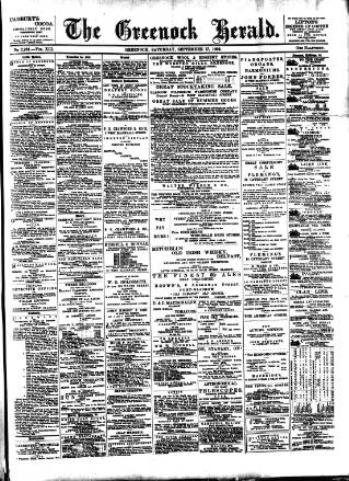 cover page of Greenock Herald published on September 17, 1892