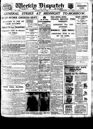 cover page of Weekly Dispatch (London) published on May 2, 1926