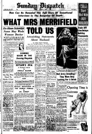 cover page of Weekly Dispatch (London) published on August 2, 1953
