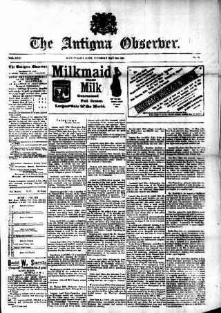 cover page of Antigua Observer published on May 2, 1901