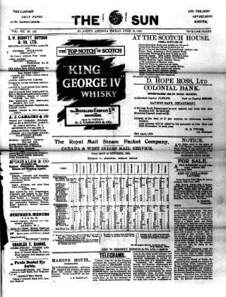 cover page of Sun (Antigua) published on June 18, 1915