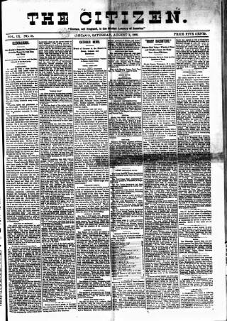 cover page of Chicago Citizen published on August 2, 1890