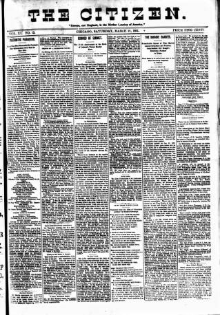 cover page of Chicago Citizen published on March 19, 1892