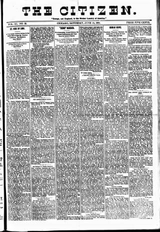 cover page of Chicago Citizen published on June 18, 1892