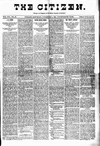 cover page of Chicago Citizen published on November 2, 1895