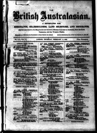 cover page of British Australasian published on February 2, 1888