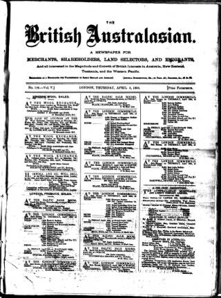 cover page of British Australasian published on April 5, 1888