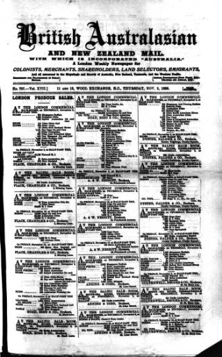 cover page of British Australasian published on November 2, 1899
