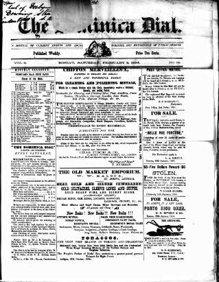cover page of Dominica Dial published on February 2, 1884