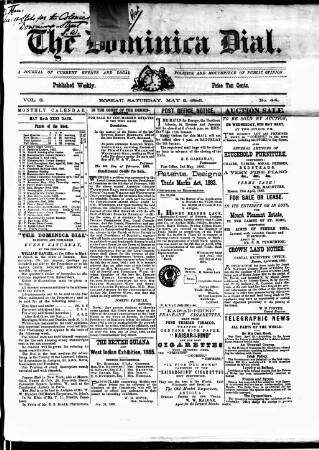 cover page of Dominica Dial published on May 2, 1885