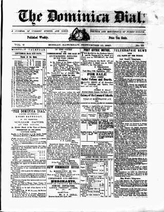 cover page of Dominica Dial published on September 17, 1887