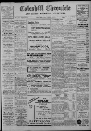 cover page of Coleshill Chronicle published on November 2, 1935