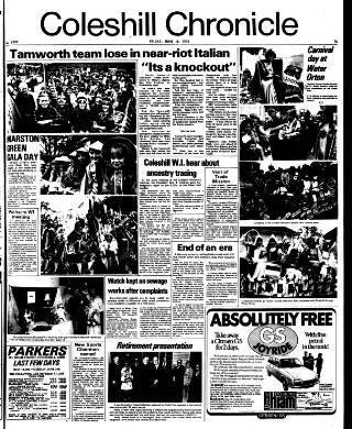 cover page of Coleshill Chronicle published on June 18, 1976