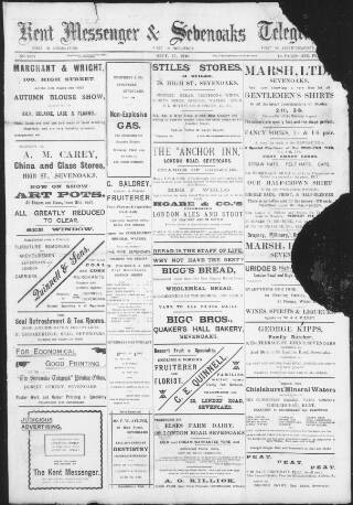 cover page of Kent Messenger published on September 17, 1910
