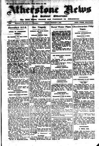 cover page of Atherstone News and Herald published on February 2, 1945