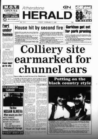 cover page of Atherstone News and Herald published on February 2, 1996