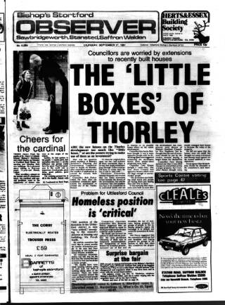 cover page of Herts and Essex Observer published on September 17, 1981