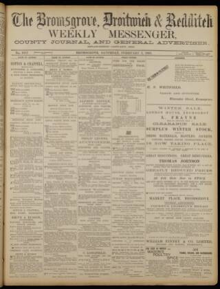 cover page of Bromsgrove & Droitwich Messenger published on February 2, 1895
