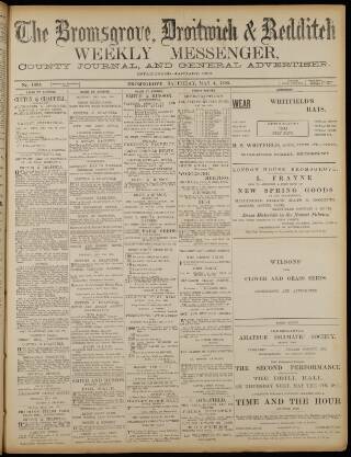 cover page of Bromsgrove & Droitwich Messenger published on May 4, 1895