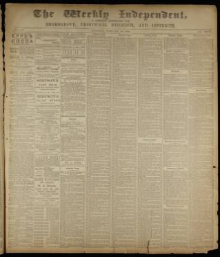 cover page of Weekly Independent (Bromsgrove) published on February 14, 1891