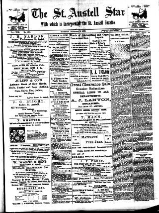 cover page of St. Austell Star published on February 2, 1899