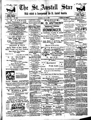 cover page of St. Austell Star published on May 4, 1899