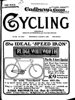 cover page of Cycling published on August 2, 1905