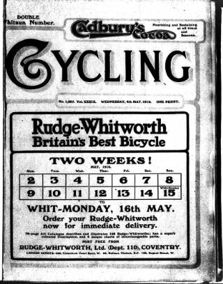 cover page of Cycling published on May 4, 1910