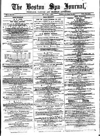 cover page of Boston Spa News published on May 4, 1877