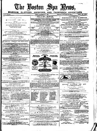 cover page of Boston Spa News published on September 17, 1880
