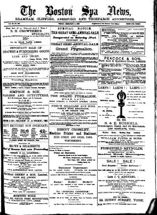 cover page of Boston Spa News published on February 2, 1894