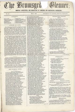 cover page of Bromsgrove Gleaner published on May 1, 1857