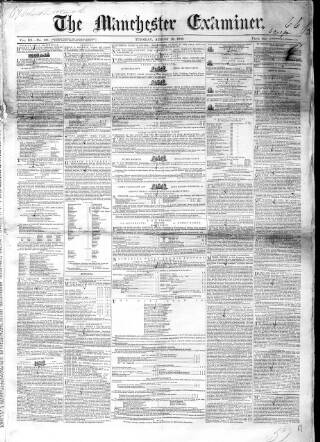 cover page of Manchester Examiner published on August 29, 1848
