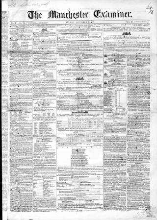 cover page of Manchester Examiner published on September 26, 1848