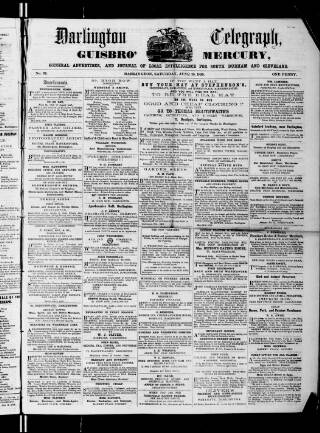 cover page of Darlington Telegraph published on June 18, 1859