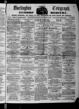 cover page of Darlington Telegraph published on September 17, 1859