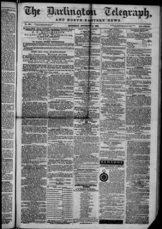 cover page of Darlington Telegraph published on November 2, 1861