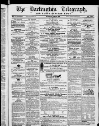 cover page of Darlington Telegraph published on June 18, 1864